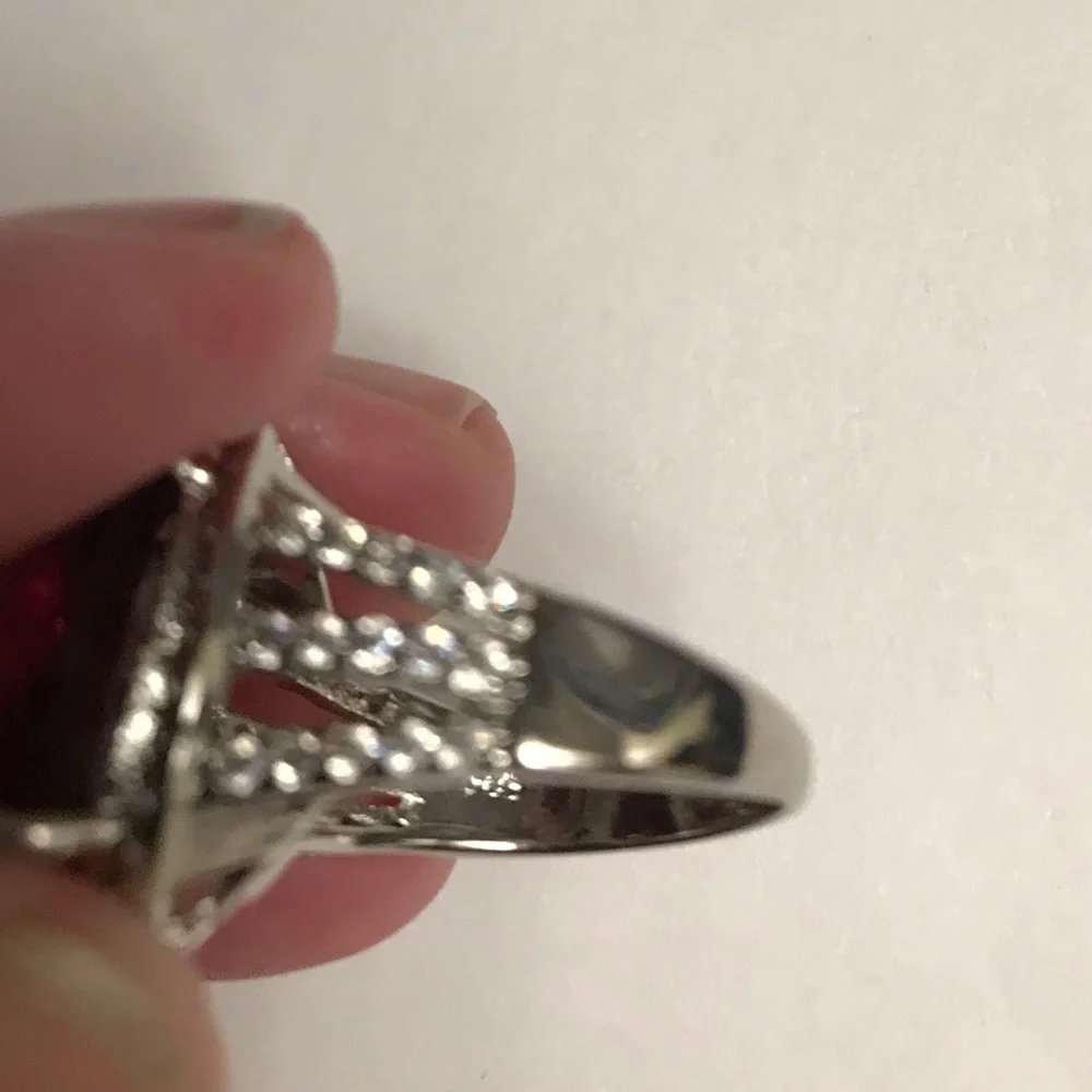 Garnet Stamped 925 Sterling Silver Ring